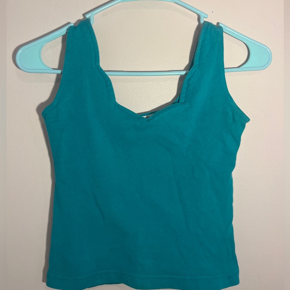 Teal blue scalloped tee